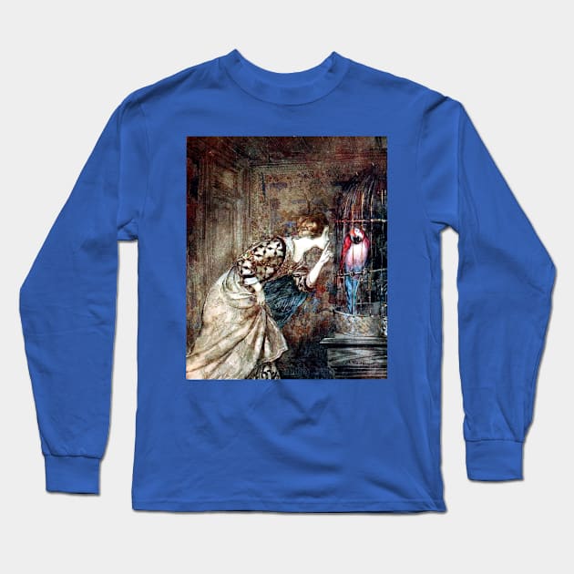 Mary Colven and the Parrot - Arthur Rackham Long Sleeve T-Shirt by forgottenbeauty